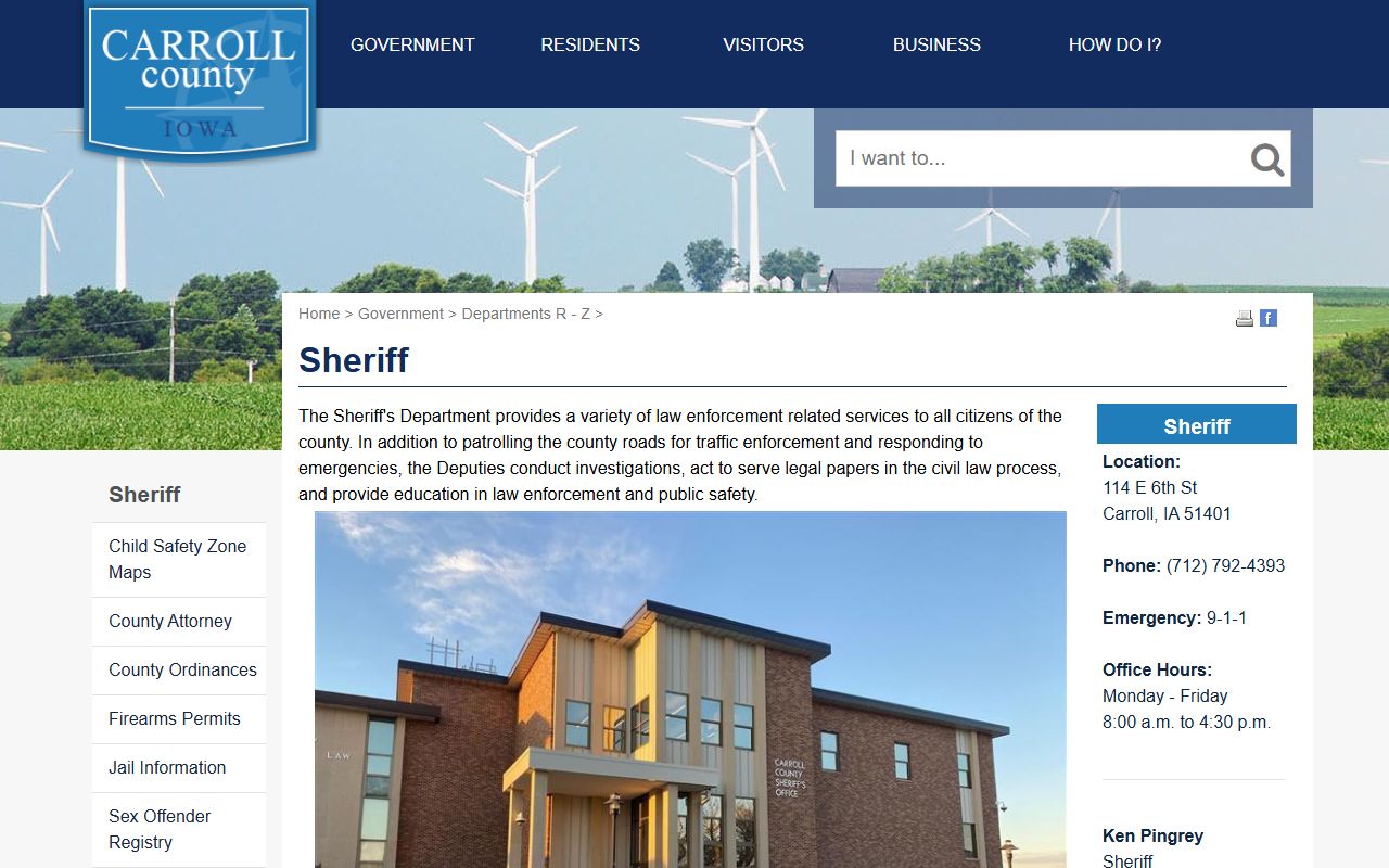 Carroll County Sheriff jail capacity and inmate records source